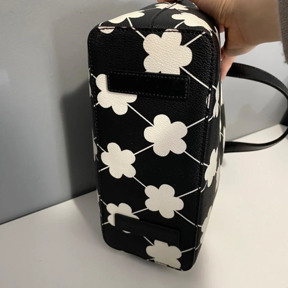 New Kate Spade Juno Floral Grant St Vinyl Mini Tote Black White $298
